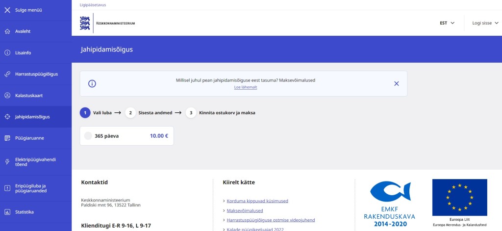 jahipidamise õiguse ostmine veebilehel jahiluba.ee