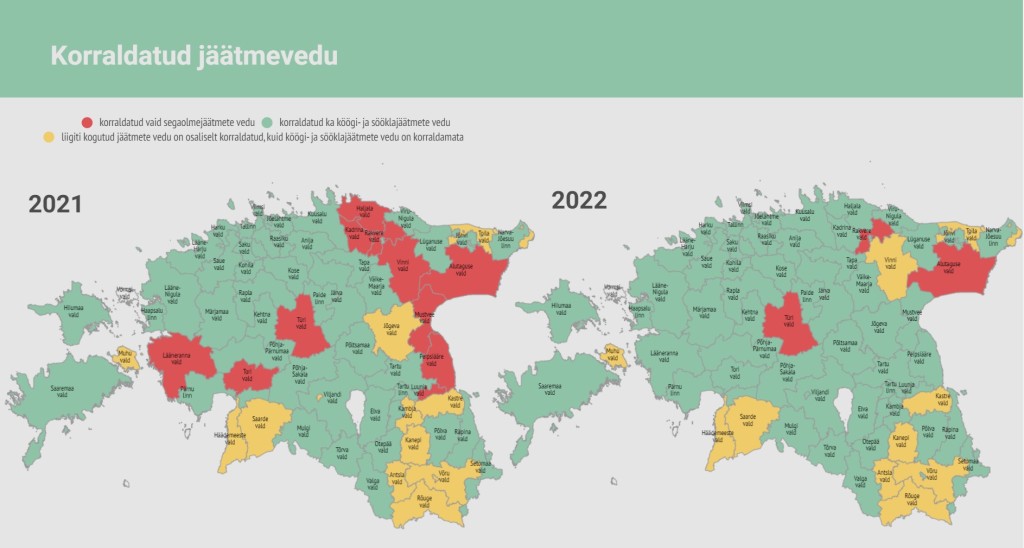 Korraldatud jäätmevedu 2021/ 2022 võrdluses